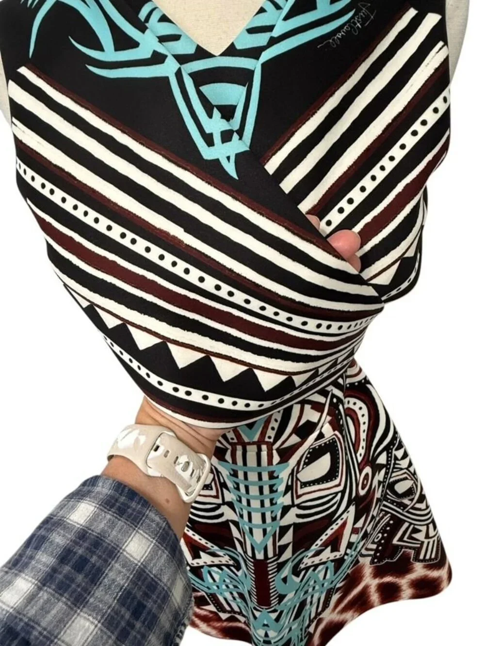 Just Cavalli Roberto Cavalli Mini Dress Tribal Fit Flare Scuba Size 36 IT/XS US